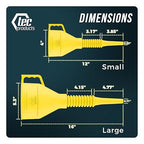 FlexAll Long Flexible Funnel for Automotive Use - Durable Nitrile Rubber - Ideal for Car Oil Change, Transmission Funnel Fluid, Diesel, Fuel, Gas - Made in USA - Yellow (12 x 4 Inches)