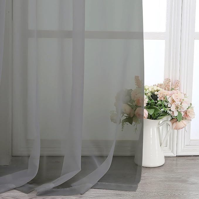 Chyhomenyc Charcoal Grey Sheer Scarf Valances - Image 4