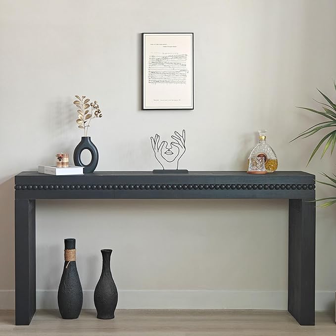 64" Console Table for Living Room, Long Sofa Table Behind Couch by HanStrong