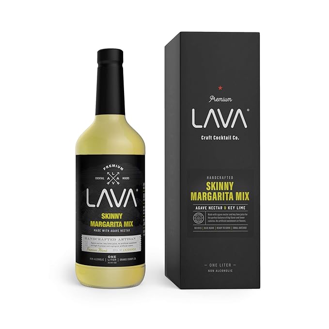 (3 Pack) Premium Skinny Margarita Mix by LAVA Craft Cocktail Co., Low Calorie Margarita Mix Made with Key Lime Juice, Agave, No Artificial Sweeteners, Lots of Flavor, Ready to Use, 1-Liter (33.8oz)