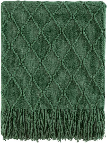 BOURINA Green Throw Blanket 50 x90 Inches Throw Textured Solid Soft Sofa Throw - Image 6