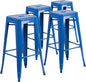 Flash Furniture Lily 4 Pack Commercial Grade 30" High Backless Blue Metal by FlashFurniture