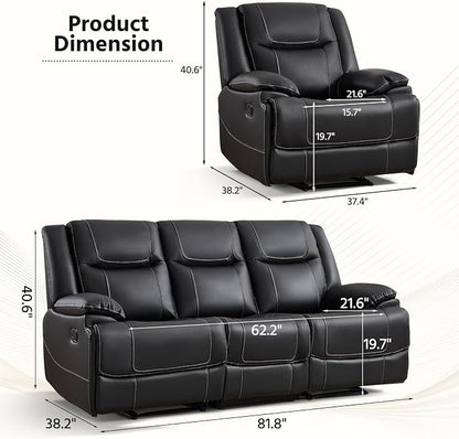 ANJ Premium Genuine Manual Reclining Sofa Set - Image 2