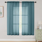 Sheer Dusty Blue Curtains for Bedroom Living Room 63 Inch Length 2 Panels by WelvetBLK