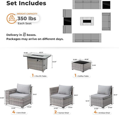ovios 13 Pieces Patio Furniture Set, Outdoor Wicker Sectional Sofa - Image 8