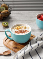 Teocera Turquoise Coffee Mugs Set of 4, 16 oz Ceramic Coffee Mug, Large Mug Set with Handle for Cold or Hot Drinks like Cocoa, Milk, Latte, Fruit Cereal, Long-lasting Porcelain with Modern Design