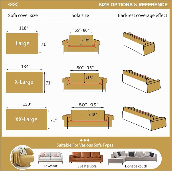 DREAMINGO Modern Minimalism Couch Cover Pets Loveseat Protector Mustard Yellow - Image 2