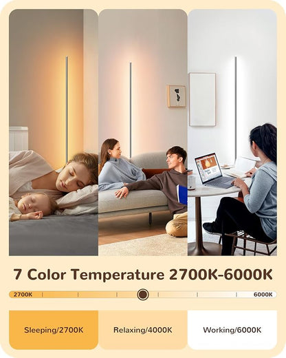 EDISHINE LED Corner Floor Lamp, Minimalist Dimmable Light - Image 2