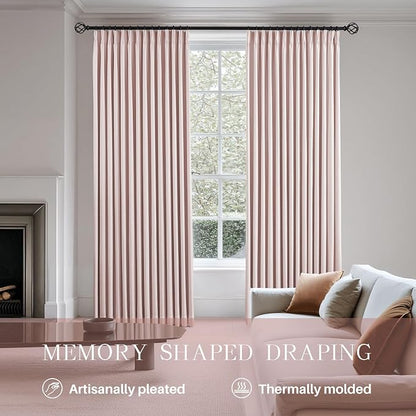 Pinch Pleated Linen Curtains 100% Blackout 108 Inches Long - Image 3