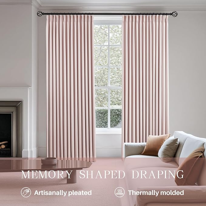 Pinch Pleated Linen Curtains 100% Blackout 84 Inches Long - Image 3
