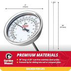 Garden Weasel Analog Soil & Composting Dial Thermometer - 36-Inch Probe | Measures 0 to 220 Degrees Fahrenheit | Soil Temperature, Worm Compost | 98001-A