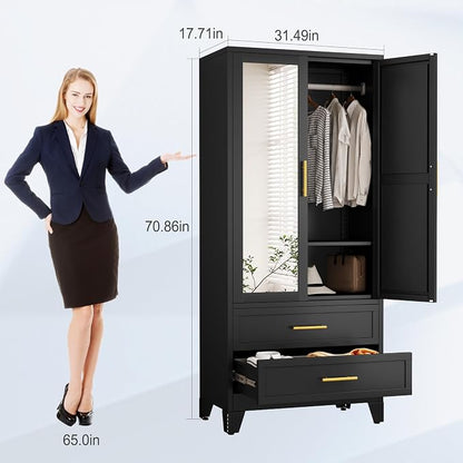erosoei Metal Armoire Wardrobe Closet, 71 "Metal Clothing Storage Cabinet - Image 2