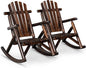 Outvita Wooden Rocking Chair Set of 2, Fir Log Adirondack Rocker, Outdoor Wood by Outvita