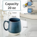 Hasense Coffee Mugs, 20 oz Oversized Coffee Cups Ceramic, Tea Cup with Handle for Coffee Cappuccino Soup Latte Hot Cocoa, Holiday Gift Mugs for Women and Men, 1 PCS(Deep Blue)