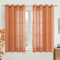 Burnt Orange Sheer Linen Curtains 54 Inch Length, Light Filtering Panels Bronze by LAMIT
