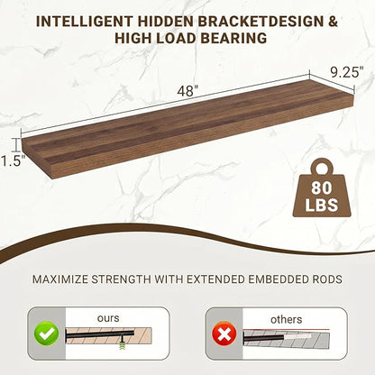 Acovy 48 Inch Floating Shelves, Wooden Shelves - Image 3