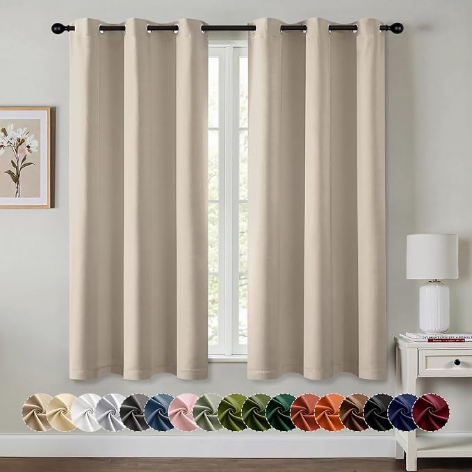 MIULEE Blackout Curtains for Bedroom 2 Panels 40 x 45 Inch Long Light Beige | by MIULEE