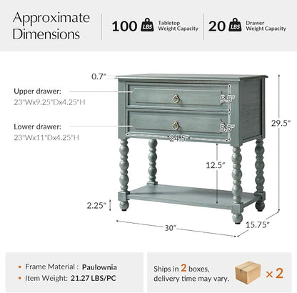 HULALA HOME Farmhouse Storage End Table Set of 2 - Image 2