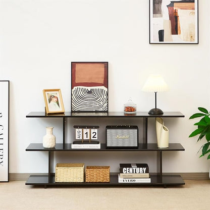 Bamboo TV Stand for TVs up to 55", 3 Tier Accent Entertainment Center - Image 4