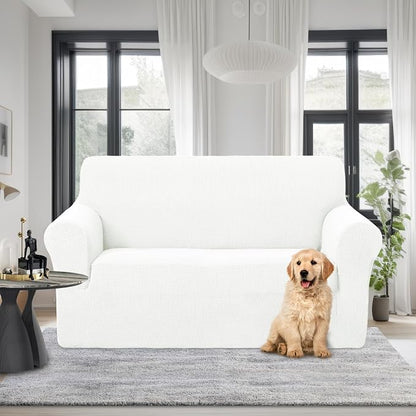 U-NICE HOME Loveseat Cover Stretch Couch Cover Sofa Slipcover, Ivory White | 2 - Image 2