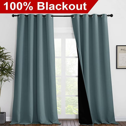 NICETOWN Full Shading Curtains for Windows, Super Heavy-Duty Black Lined - Image 2