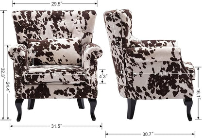Mid Century Accent Chair Modern Button Tufted Armchair Wingback Club Chair - Image 3