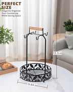 Mug Holder for Countertop, 2-in-1 Mug Tree for Large Mugs & Coffee Cup Stand with Storage Basket - Mug Rack & Organizer for Coffee Bar Accessories
