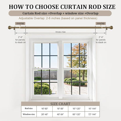 Antique Bronze Curtain Rods for Windows 72 to 144 Inch Long Brass Window - Image 8