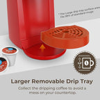 CHULUX Classic Single Serve Coffee Maker for K Cup, One Button Easy Coffee Machine for Office, RV, Travel and Dorm, Red