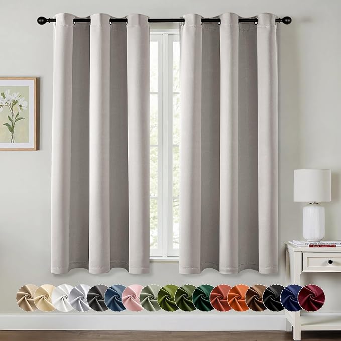 MIULEE Blackout Curtains for Bedroom 2 Panels 40 x 63 Inch Long Cobblestone | by MIULEE