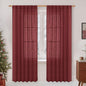 Burgundy Red Sheer Linen Curtains, Light Filtering Drapes 2 Panels | Semi Sheer by LAMIT
