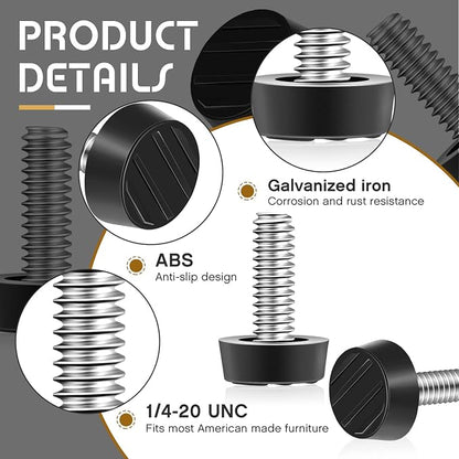 Hotop 1/4-20 UNC Thread Adjustable Furniture Levelers Screw in Galvanized Steel - Image 3