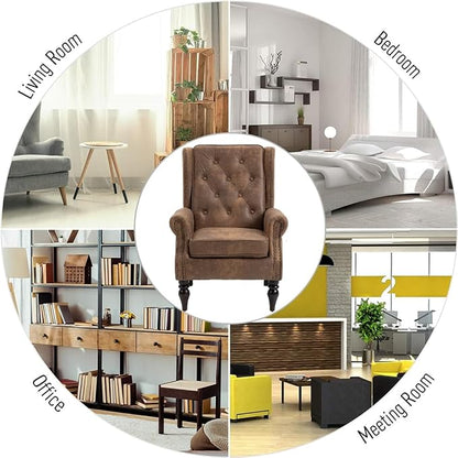 Mid-Century High Wingback Chair, Microfiber Accent Chair Armchair - Image 7