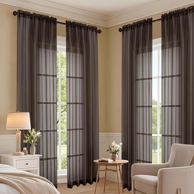 Chocolate Bedroom Curtains 2 Panel Sets 90 Inch Length, 59 Inch Extra Wide - Image 7