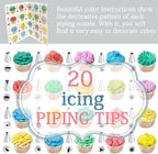 Reusable Piping Bags and Tips Set - Silicone Pastry Bags 3X (12’’+14’’+16’’) with Icing & Frosting Tips for Cake Decorating, Cupcakes, Cookies, Deviled Eggs, and Baking Accessories, Baking Tools Kit