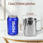 Stainless Steel Espresso Milk Frothing Pitcher - 12OZ/350ML Coffee Milk Frother Cup with Decorating Art Pen for Espresso Machine, Latte Art
