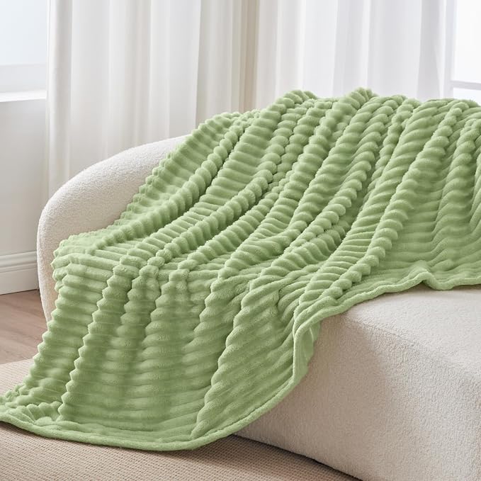 BEDELITE Ribbed Twin Blanket for Couch & Bed, Sage Green, Warm Yet Lightweight - Image 8