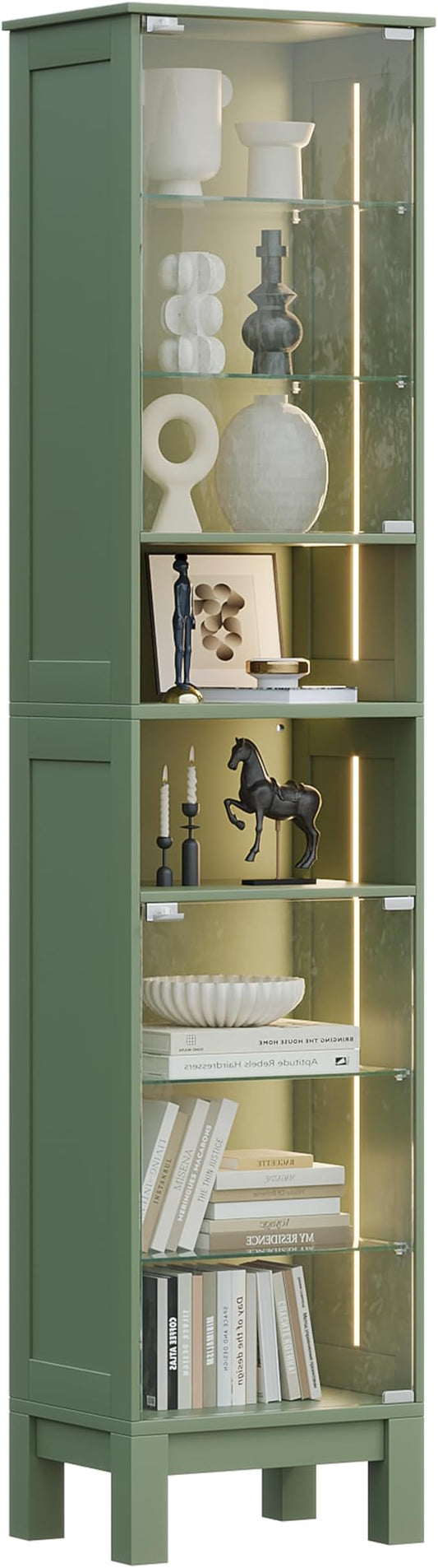 Glass Display Cabinet, 8-Tier Curio Cabinets by ZKIODV