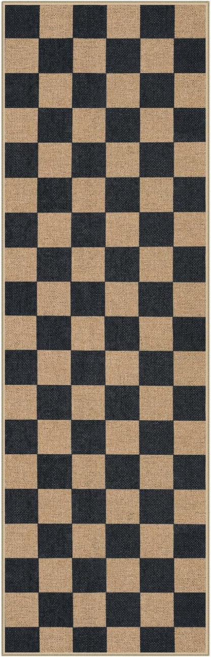 Lahome Checkered Easy Jute Kitchen Runner Rug, 2x8 Outdoor Rugs Washable | Non - Image 9
