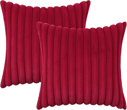 decorUhome Fall Faux Fur Throw Pillow Covers 18x18 Set of 2 Red | Decorative - Image 9