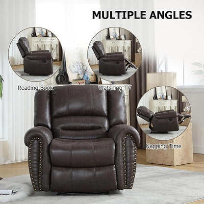 CANMOV Leather Recliner Chair Set of 2, Classic and Traditional Manual Recliner - Image 4