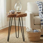 WELLAND Rustic Date Tree End Table Live Edge Side Table 18" W x 15" D x 21" H by WELLAND