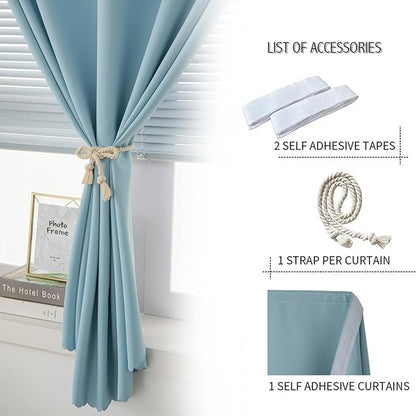Self Adhesive Curtains, Portable Blackout Curtains Fabric Curtains - Image 2