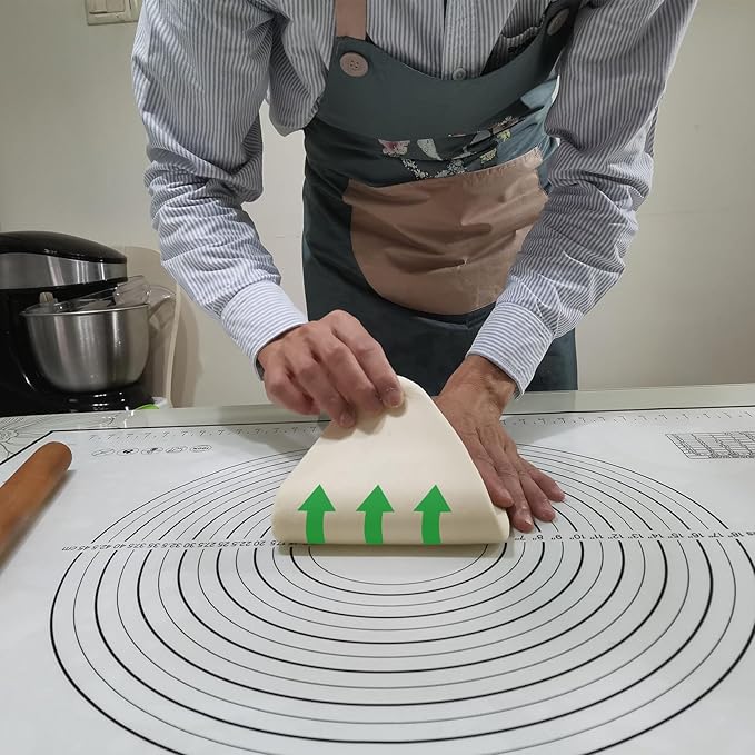 Yansumi silicone pastry non stick baking mat with measurement fondant mat with three sizes for silicone baking mat, counter mat, dough rolling mat,fondant/pie crust mat. (L,24"L x 16"W, Black)