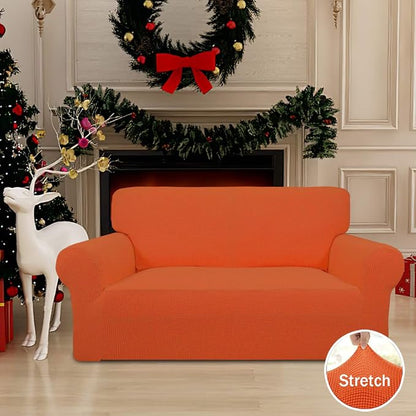 Easy-Going Stretch Loveseat Couch Covers Washable Orange | 1-Piece Loveseat - Image 2