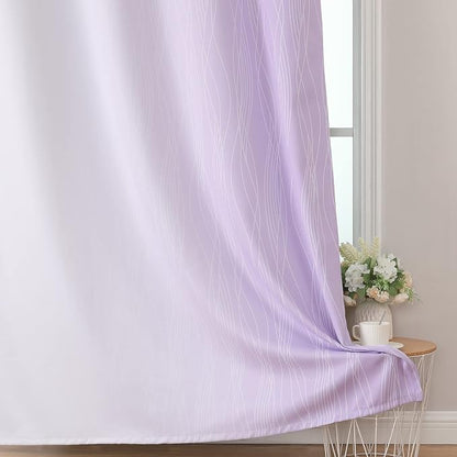 Lilac and Greyish White Ombre Blackout Curtains Living Room 72 Inches Long | - Image 6