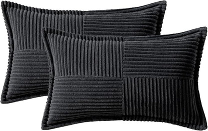 MIULEE Decorative Lumbar Throw Pillow Covers 12x20 Inch Black 2 Pack | Boho - Image 6