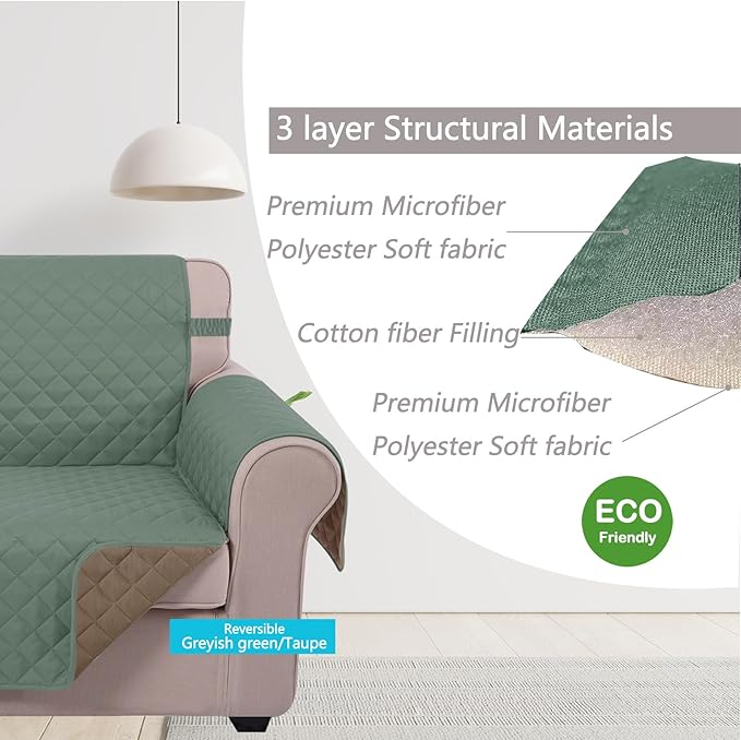 U-NICE HOME Reversible Recliner Chair Covers, Pet Friendly, Elastic Straps - Image 4