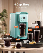 SHARDOR Single Serve Coffee Maker, Hot and Iced Coffee Machine for K Cup Pods & Ground Coffee, 6 to 14 oz Brew Sizes, with 50 oz Removable Water Tank, Bold Brew Setting, Stainless Steel, Blue