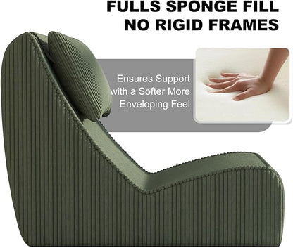 Giant Bean Bag Chair for Adults, Corduroy Chaise Lounge - Image 4